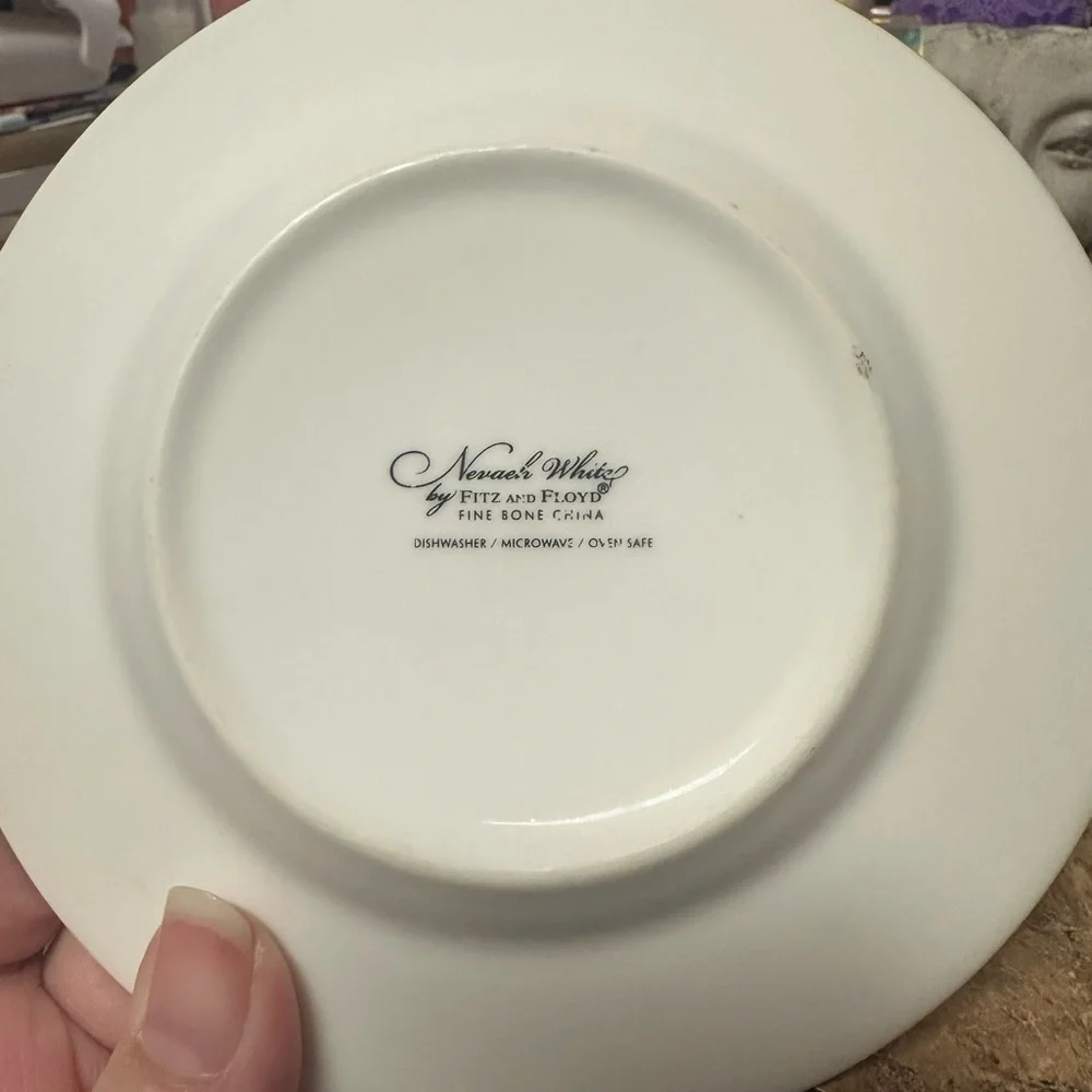 Fitz and Floyd Nevaeh White Bone China Cup and Saucer